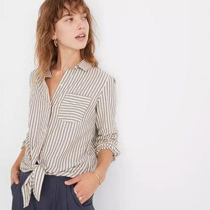 Madewell Tie-Front Shirt in Maitland Stripe